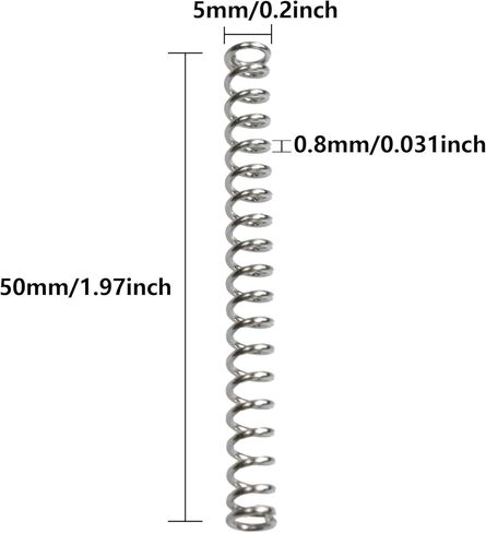 10Pcs Compression Spring,304 Stainless Steel Small Springs,High Elasticity and Stability,Suitable for Crafts, Home Appliances and Mechanical Applications(10x1x25mm) in Kuwait