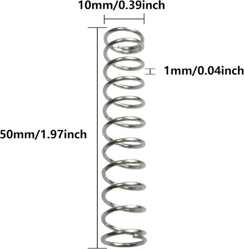10Pcs Compression Spring,304 Stainless Steel Small Springs,High Elasticity and Stability,Suitable for Crafts, Home Appliances and Mechanical Applications(10x1x25mm) in Saudi Arabia