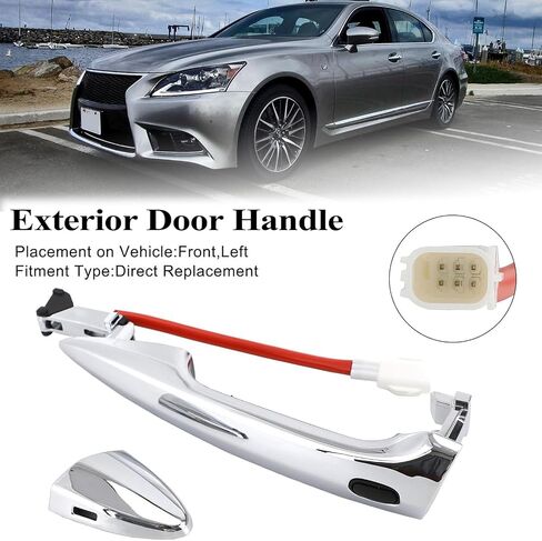 Exterior Door Handle Cover Cap Chrome Plated Compatible with Lexus ES350 2007-2012 LS460 2007-2017 LS600hl 2008-2016 Replace Front Left Driver Side Outside Hanlde Key Hole Trim 69218-33010 in Kuwait