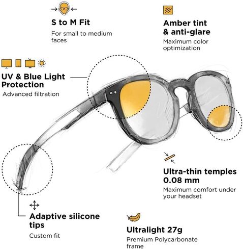 Horus X ® • Round Blue Light Computer Glasses | Anti-Fatigue Screens| for Small Faces | Urban Amber in Saudi Arabia