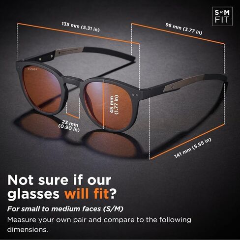 Horus X ® • Round Blue Light Computer Glasses | Anti-Fatigue Screens| for Small Faces | Urban Amber in Saudi Arabia