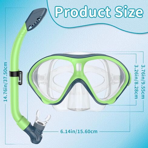 Gintenco Snorkeling Gear for Kids, Dry Top Kids Snorkel Set for Age 6-14, Anti-Fog Tempered Glass Swimming Goggles Anti Leak Diving Mask 180 Degree View for Youth Toddler Girls Boys in Saudi Arabia