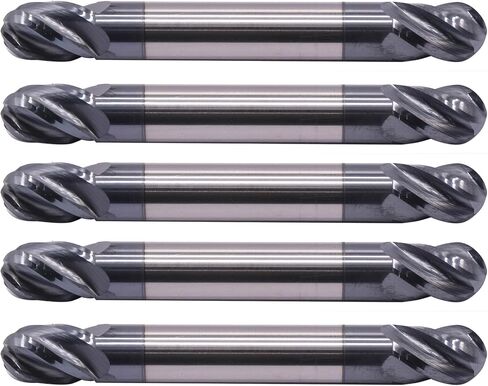 BestParts High Performance Solid Carbide Ball Nose End Mill - Double End - AlTiN Coated, 4 Flute, 30 Degree Helix, 1/8" Cutting Diameter, 1/8" Shank Diameter, 1/4" Length of Cut, 2" Overall Length in Saudi Arabia