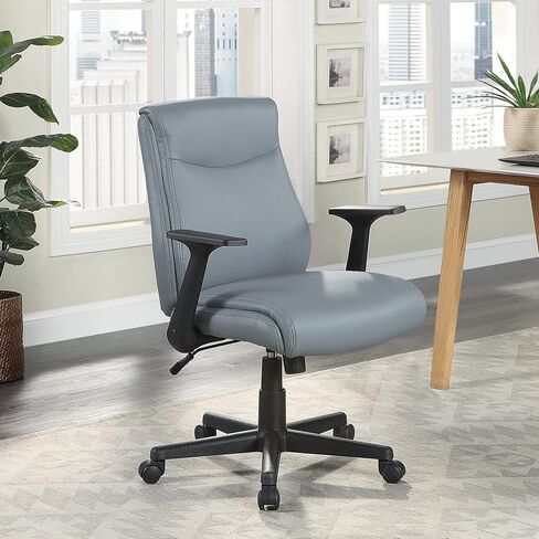 Office Star FL Series Faux Leather Executive Manager's Adjustable Office Chair with Built-in Lumbar Support and Flip-Up Arms, Black in Kuwait