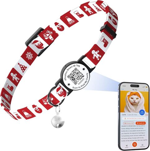 Cat Collar with Bells, Reflective Cat Collars Breakaway with Qr Code, Adjustable Kitten Collar with Name Tag Pink in Kuwait