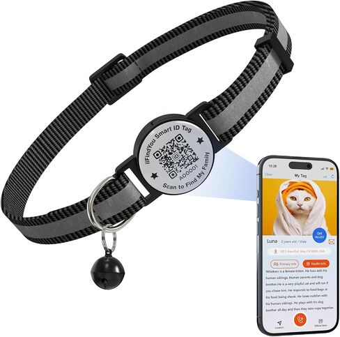 Cat Collar with Bells, Reflective Cat Collars Breakaway with Qr Code, Adjustable Kitten Collar with Name Tag Pink in Kuwait