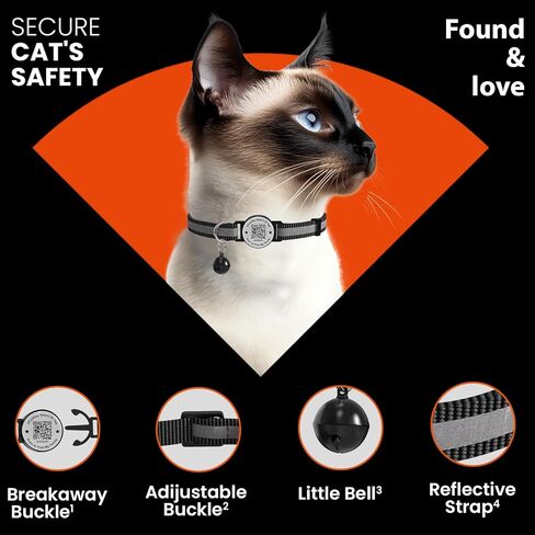 Cat Collar with Bells, Reflective Cat Collars Breakaway with Qr Code, Adjustable Kitten Collar with Name Tag Pink in Kuwait