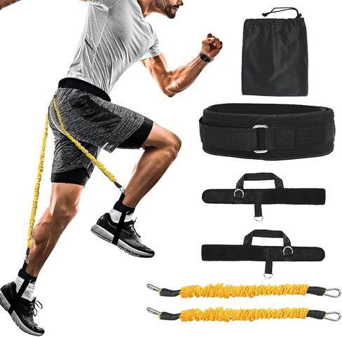 Vertical Jumping Trainer Jump Resistance Bands System with Adjustable Ankle Strap & Belt Horizontal Workout Equipment for Leaping Fitness Basketball Volleyball Football Tennis Leg Agility Training in Saudi Arabia