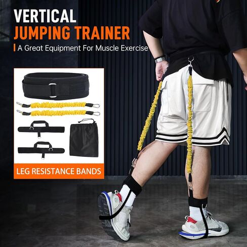 Vertical Jumping Trainer Jump Resistance Bands System with Adjustable Ankle Strap & Belt Horizontal Workout Equipment for Leaping Fitness Basketball Volleyball Football Tennis Leg Agility Training in Saudi Arabia