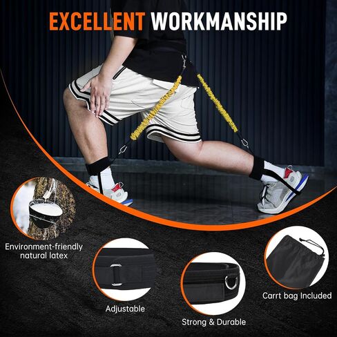 Vertical Jumping Trainer Jump Resistance Bands System with Adjustable Ankle Strap & Belt Horizontal Workout Equipment for Leaping Fitness Basketball Volleyball Football Tennis Leg Agility Training in Saudi Arabia