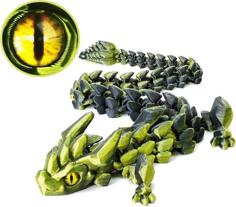 12in Flexible 3D Printed Dragon with Eyes, Articulated Fidget 3D Printed Animals, Stress Relief 3D Printed Toy for Anxiety & ADHD, Unique Home Office Décor in Kuwait
