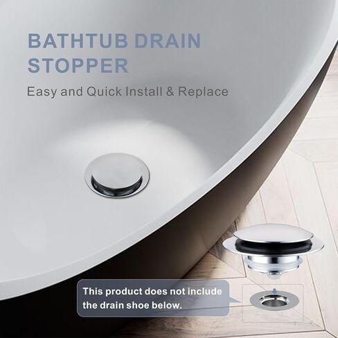 Brushed Bathtub Drain Stopper,Universal Pop Up Bath Drain, Hidrop Tip Toe Tub Drain Stopper,Conversion Kit Assembly, Replaces Lift and Turn,Tip-Toe and Trip Lever drains for Tub, EZ Install(Brushed) in Saudi Arabia