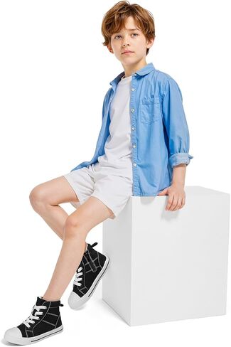 K KomForme Kids Sneakers for Boys and Girls Toddler Canvas High Top Walking Causal Shoes with Zipper in Kuwait