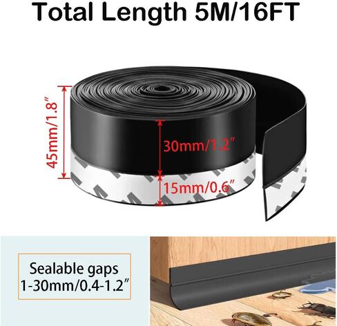 5M/16ft Window Sealing Strip, Self Adhesive Weather Stripping 35mm Width, Silicone Door Bottom Seal Strip Tape for Gaps of House Glass Shower Window and Door Weatherproof Soundproof, Transparent in Kuwait