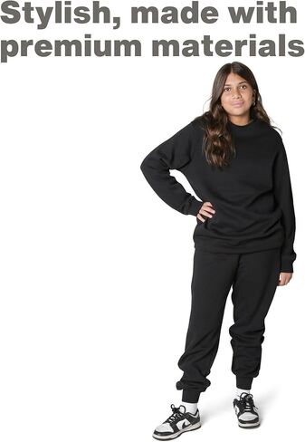 EVERYDAY KIDS Girls’ Navy Blue Cotton Fleece Sweatpants; Girls’ Activewear Jogger Pants - Soft and Breathable Cotton/Poly Blend (18/20, Navy) in Kuwait