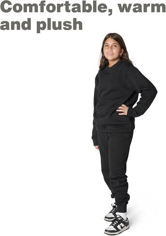 EVERYDAY KIDS Girls’ Navy Blue Cotton Fleece Sweatpants; Girls’ Activewear Jogger Pants - Soft and Breathable Cotton/Poly Blend (18/20, Navy) in Kuwait