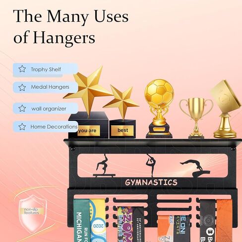 اعتقدت أنها غير قابلة للانزلاق يمكنها أن تفعل ذلك، فهي تعرض رف الكأس على شكل شماعة ميدالية، وعرض شماعة ميدالية للجدار مع 4 صفوف، وعرض ميدالية السباق، عرض حامل ميدالية مطور للجمباز، والسباق، وكرة القدم، والسباحة in Kuwait