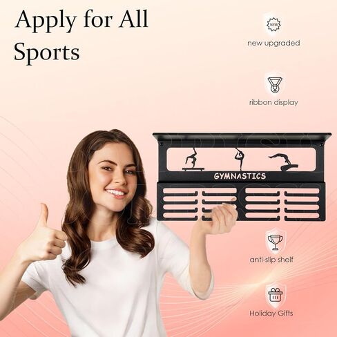 اعتقدت أنها غير قابلة للانزلاق يمكنها أن تفعل ذلك، فهي تعرض رف الكأس على شكل شماعة ميدالية، وعرض شماعة ميدالية للجدار مع 4 صفوف، وعرض ميدالية السباق، عرض حامل ميدالية مطور للجمباز، والسباق، وكرة القدم، والسباحة in Kuwait