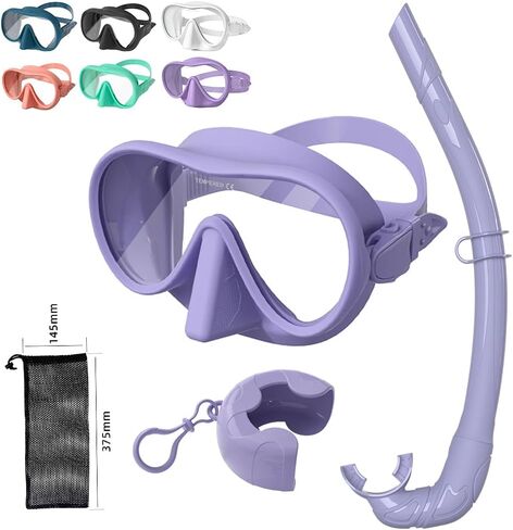 Huasheng Portable Snorkel Set Adults,Ultra Wide View Snorkeling Frameless Mask,Perfect Seal Silicone Skirt,Fashionable Colors in 6.9in and 6.1in Size,Portable Diving Snorkeling Set in Saudi Arabia