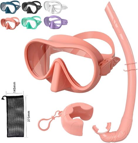 Huasheng Portable Snorkel Set Adults,Ultra Wide View Snorkeling Frameless Mask,Perfect Seal Silicone Skirt,Fashionable Colors in 6.9in and 6.1in Size,Portable Diving Snorkeling Set in Saudi Arabia