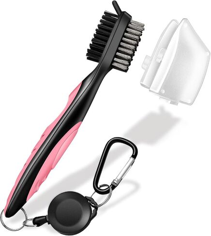 Professional Golf Club Brush, Golf Brush and Groove Cleaner with Retractable Zip-line and Aluminum Carabiner, Golf Club Cleaner for Golf Clubs, Golf Brush for Golf Bag,Golf Accessories for Men in Saudi Arabia