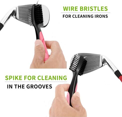 Professional Golf Club Brush, Golf Brush and Groove Cleaner with Retractable Zip-line and Aluminum Carabiner, Golf Club Cleaner for Golf Clubs, Golf Brush for Golf Bag,Golf Accessories for Men in Saudi Arabia