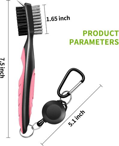 Professional Golf Club Brush, Golf Brush and Groove Cleaner with Retractable Zip-line and Aluminum Carabiner, Golf Club Cleaner for Golf Clubs, Golf Brush for Golf Bag,Golf Accessories for Men in Saudi Arabia