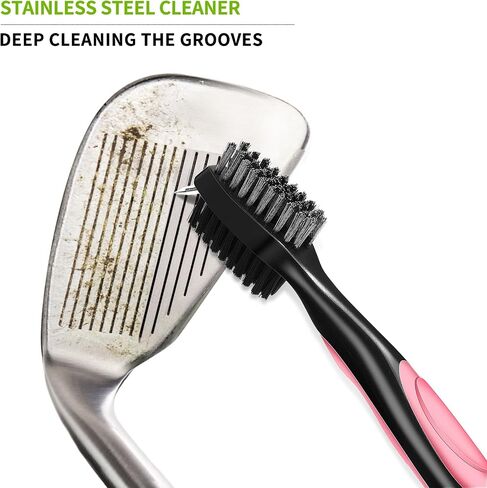 Professional Golf Club Brush, Golf Brush and Groove Cleaner with Retractable Zip-line and Aluminum Carabiner, Golf Club Cleaner for Golf Clubs, Golf Brush for Golf Bag,Golf Accessories for Men in Saudi Arabia