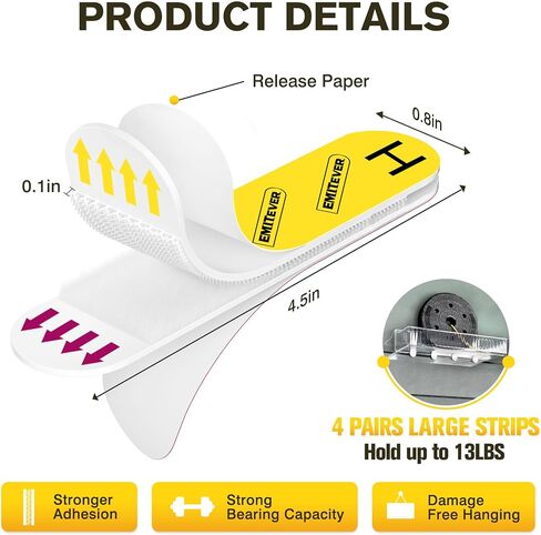 EMITEVER Picture Hanging Strips Heavy Duty, Damage Free Picture Hangers for Walls, Picture Hanging Kit, Hanging Hooks Without Nails, Medium Adhesive Wall Strips for Poster Sticky 20-Pairs (40 Strips) in Saudi Arabia