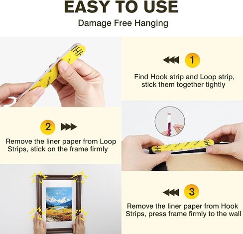 EMITEVER Picture Hanging Strips Heavy Duty, Damage Free Picture Hangers for Walls, Picture Hanging Kit, Hanging Hooks Without Nails, Medium Adhesive Wall Strips for Poster Sticky 20-Pairs (40 Strips) in Saudi Arabia