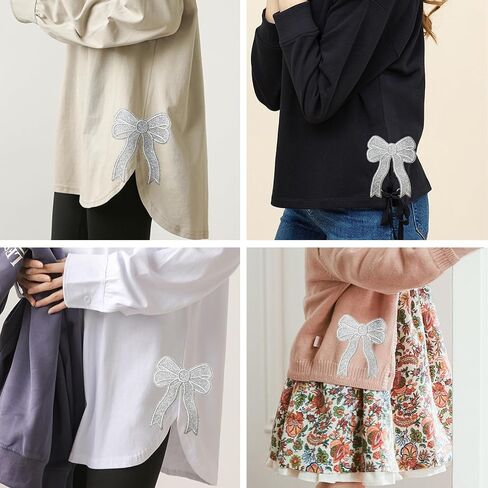 Iron On Patches Glitter 5Pcs Sweatshirt Side Bow Embroidered Patch Cute Sequin Applique Sew On Fabric Patches Shiny DIY Decorative Accessories Lovely for Girls Women Clothes Backpacks Jackets,Navy in Kuwait