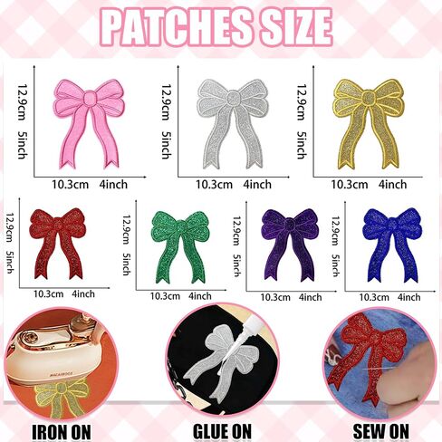 Iron On Patches Glitter 5Pcs Sweatshirt Side Bow Embroidered Patch Cute Sequin Applique Sew On Fabric Patches Shiny DIY Decorative Accessories Lovely for Girls Women Clothes Backpacks Jackets,Navy in Kuwait