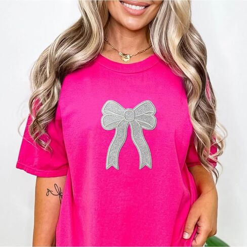 Iron On Patches Glitter 5Pcs Sweatshirt Side Bow Embroidered Patch Cute Sequin Applique Sew On Fabric Patches Shiny DIY Decorative Accessories Lovely for Girls Women Clothes Backpacks Jackets,Navy in Kuwait