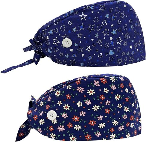 2 Pack Scrub Caps Women, Working Cap with Buttons and Sweatband, Nurse Hats for Women Scrub Scrub Hats Nurse Cap in Saudi Arabia
