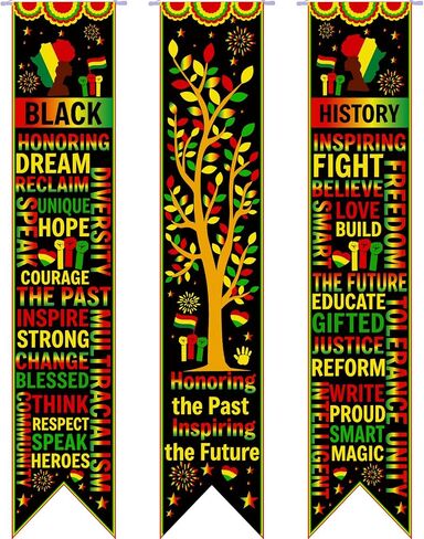 61 In Black History Month Bulletin Board Banners MLK Day Decorations Black History Month Sign African American Martin Luther King Decor for Classroom School Office Black History Party Supplies (bright, 71in) in Kuwait