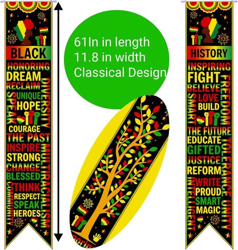 61 In Black History Month Bulletin Board Banners MLK Day Decorations Black History Month Sign African American Martin Luther King Decor for Classroom School Office Black History Party Supplies (bright, 71in) in Kuwait