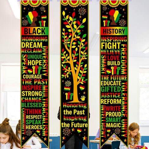 61 In Black History Month Bulletin Board Banners MLK Day Decorations Black History Month Sign African American Martin Luther King Decor for Classroom School Office Black History Party Supplies (bright, 71in) in Kuwait