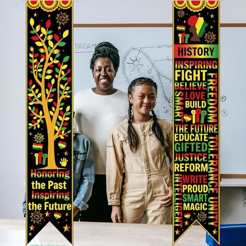61 In Black History Month Bulletin Board Banners MLK Day Decorations Black History Month Sign African American Martin Luther King Decor for Classroom School Office Black History Party Supplies (bright, 71in) in Kuwait