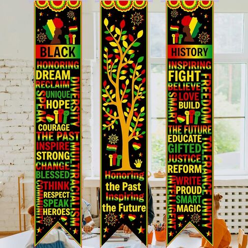 61 In Black History Month Bulletin Board Banners MLK Day Decorations Black History Month Sign African American Martin Luther King Decor for Classroom School Office Black History Party Supplies (bright, 71in) in Kuwait