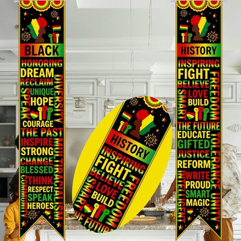 61 In Black History Month Bulletin Board Banners MLK Day Decorations Black History Month Sign African American Martin Luther King Decor for Classroom School Office Black History Party Supplies (bright, 71in) in Kuwait