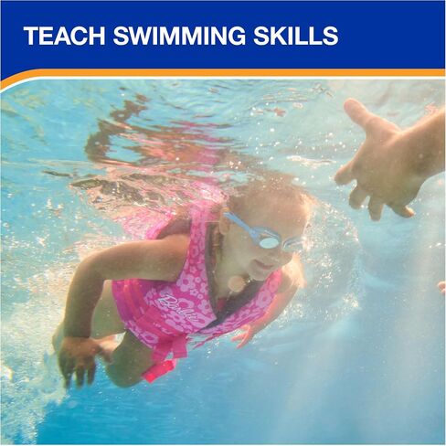 SwimWays Barbie Swim Trainer, US Coast Guard Approved Life Vest Kids Swim Vest, Arm Floaties & Life Jackets for Kids 33-55 lbs, Barbie in Saudi Arabia