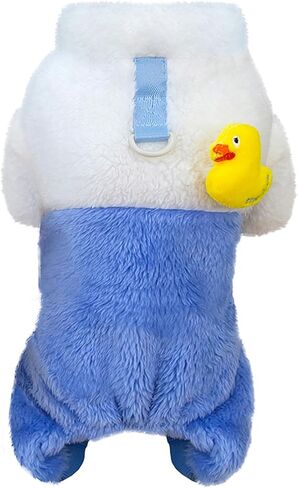 Dog Sweater Dog Clothes Fleece Dog Woolen Sweater Winter Warm Sweat Shirt 4 Legs Jumpsuit Pajamas Cute Yellow Duck Dog Sweater for Small Dog Medium Dog Cat Yellow L in Kuwait