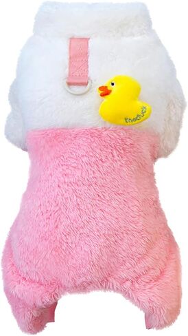 Dog Sweater Dog Clothes Fleece Dog Woolen Sweater Winter Warm Sweat Shirt 4 Legs Jumpsuit Pajamas Cute Yellow Duck Dog Sweater for Small Dog Medium Dog Cat Yellow L in Kuwait