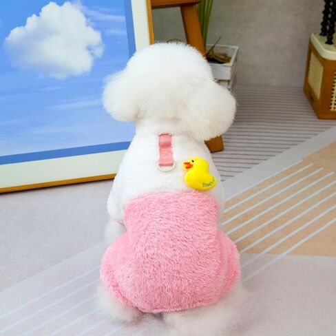 Dog Sweater Dog Clothes Fleece Dog Woolen Sweater Winter Warm Sweat Shirt 4 Legs Jumpsuit Pajamas Cute Yellow Duck Dog Sweater for Small Dog Medium Dog Cat Yellow L in Kuwait