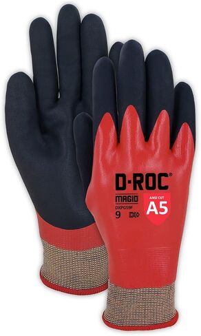 MAGID D-ROC DX+ Technology DXPG59Q 18-Gauge Double-Dipped Foam Nitrile 3/4 Coated Coreless Work Glove – Size 10/XL–Cut Level A5–24 Pairs in Saudi Arabia