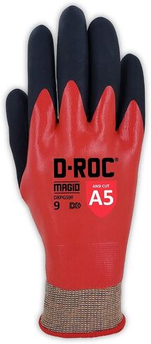 MAGID D-ROC DX+ Technology DXPG59Q 18-Gauge Double-Dipped Foam Nitrile 3/4 Coated Coreless Work Glove – Size 10/XL–Cut Level A5–24 Pairs in Saudi Arabia