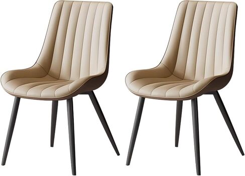 Dining Chairs Set of 2 Upholstered Mid Century Modern Kitchen Chairs Armless Faux Leather Side Chair with Back Metal Legs Chaise for Guest Reception Living Room, Light Gray in Saudi Arabia