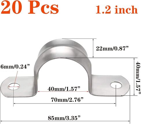 6 Pcs 4inch Rigid Pipe Strap,Two Hole Stainless Steel Strap U Bracket, Widened Tube Strap Tension Clip Assortment Kit Heavy Duty Pipe Clamp（110mm） in Saudi Arabia