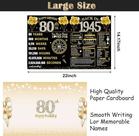 Large 90th Birthday Card With Envelope, Black Gold Happy 90th Birthday Giant Guest Book Gifts for Men Women, Giant Ninety Bday Card Gifts Party Supplies, Back in 1935 Jumbo 90 Bday Card in Kuwait