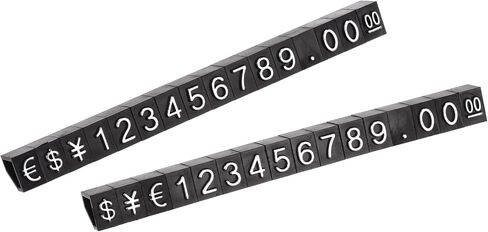 MECCANIXITY Adjustable Removable Mini Cube Price Tag Display Number Letter Price Label Stand Block Kit for Shop Counter White on Black,3.3x5.6mm,16 Sets in Kuwait